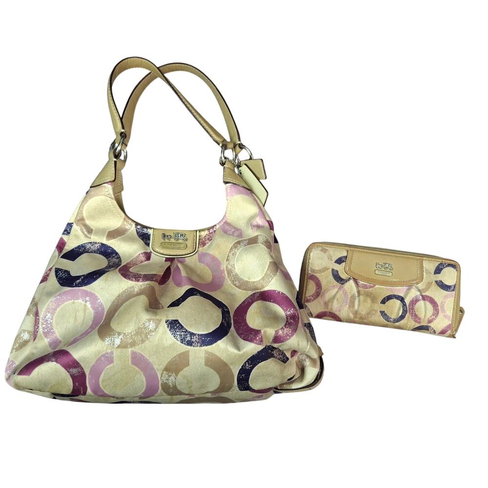 Coach Madison Maggie Op Art Shoulder Bag 22289 + Matching Wallet Dust Bag - Picture 2 of 12